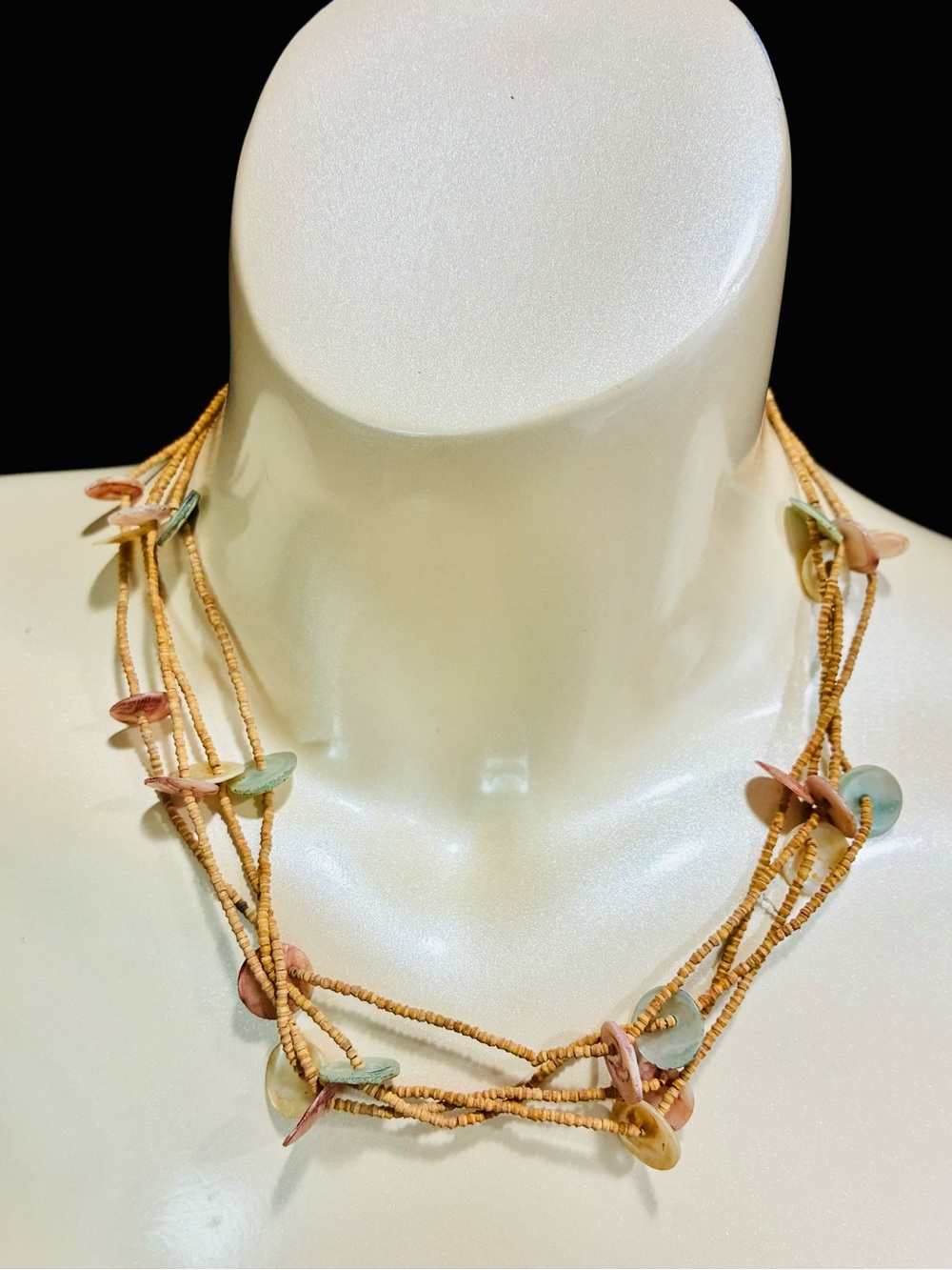 Multi-Strand Green and Brown Bead Necklace with Matching Bracelet